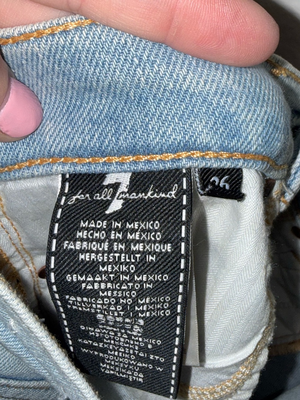 7 For All Mankind High Rise Slim Kick Crop Jeans Light Wash 26 Anthropologie - Picture 7 of 8